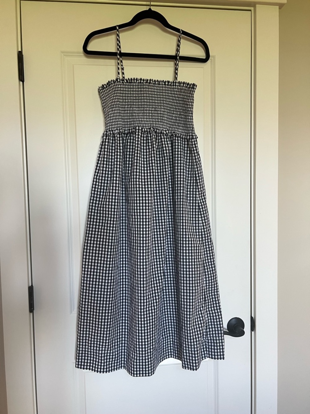 J. CREW LIKE NEW Smocked Poplin Gingham Midi Dress SZ M - Picture 2 of 9